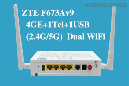 ZTE Dual Band F673Av9 GPON ONU GPON 4GE+1TEL+2.4G 5.0G WIFI+2USB